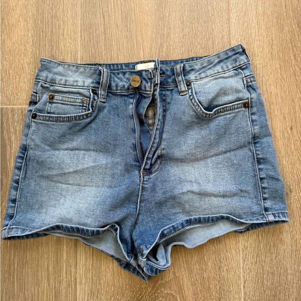 Denim Blue High waisted Women's mini Shorts